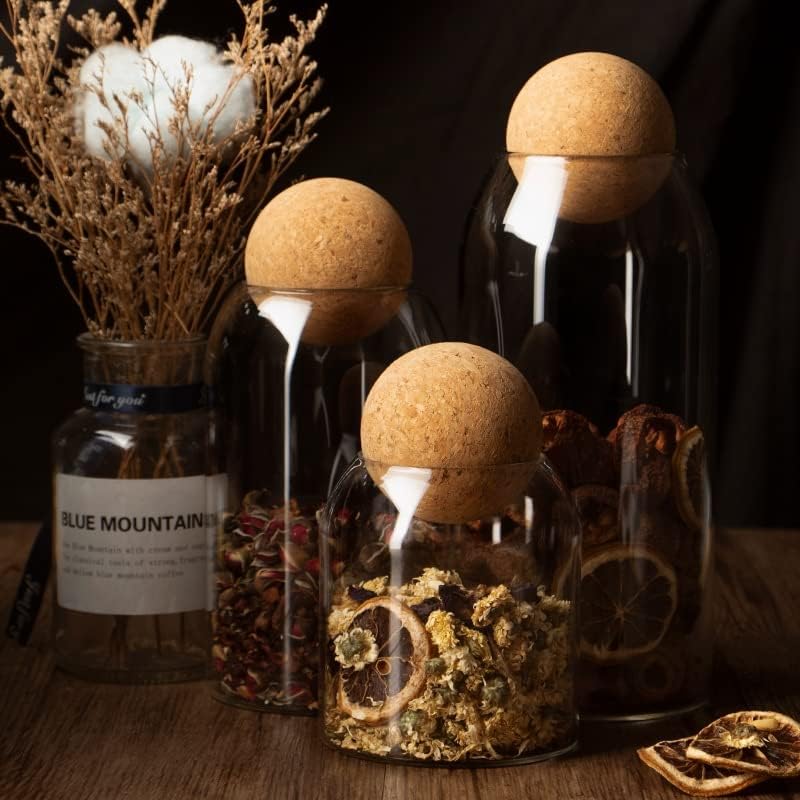Tarros de vidrio con tapas de corcho, tarro de caramelo con tapa, tarro de café para mostrador, tarro de galletas con tapas herméticas, tarro de