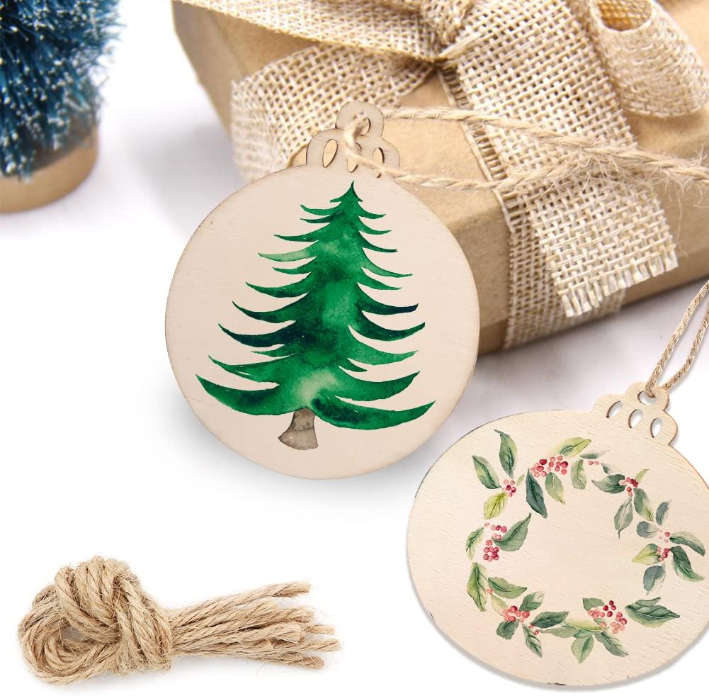 OurWarm 100 piezas de rebanadas de madera natural de 3.5 pulgadas, adornos de Navidad de madera preperforados sin terminar para manualidades,