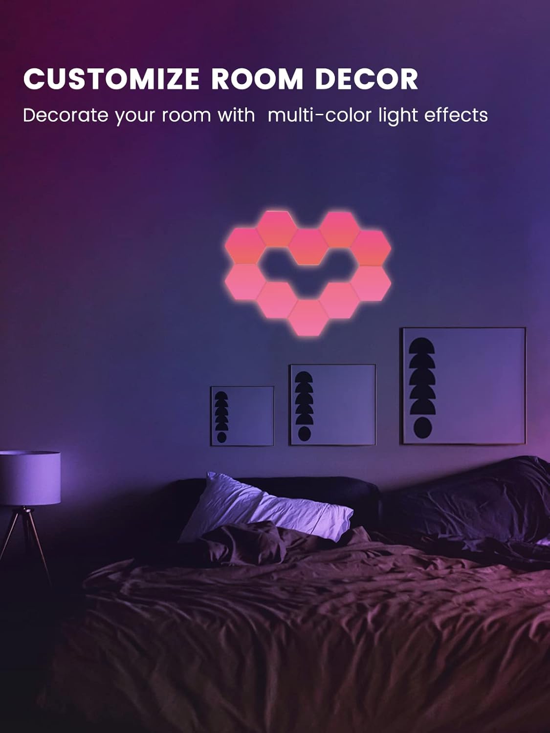 Cololight Luz RGB para configuración de PC para juegos, luces de juegos de alimentación USB, luces de pared hexagonales de sincronización de música