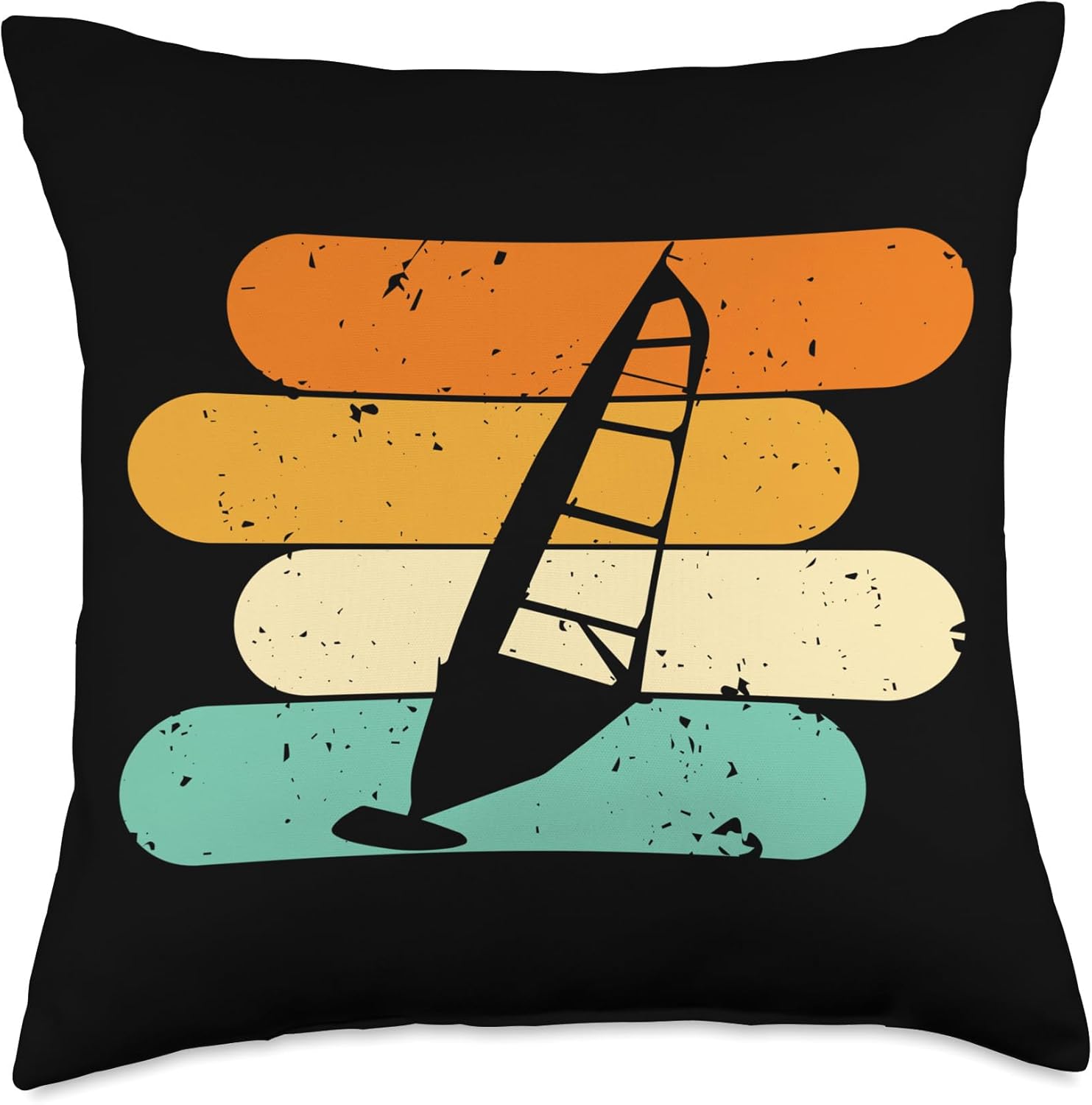 Windsurfer Windsurfing Windsurf Kitesurfing Motifs Retro Surfing Surfer Kitesurfer Windsurfer Throw Pillow, 18×18, Multicolor