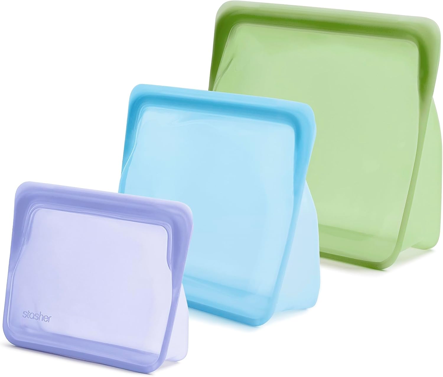 Stasher Bolsa de almacenamiento de silicona reutilizable, contenedor de almacenamiento de alimentos, apto para microondas y lavavajillas, sin fugas,