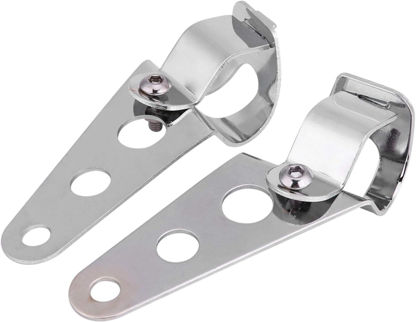 – Soporte para faros delanteros de motocicleta, 2 soportes de montaje de faros Horquilla Racer 1.102 in-1.339 in (Plata)