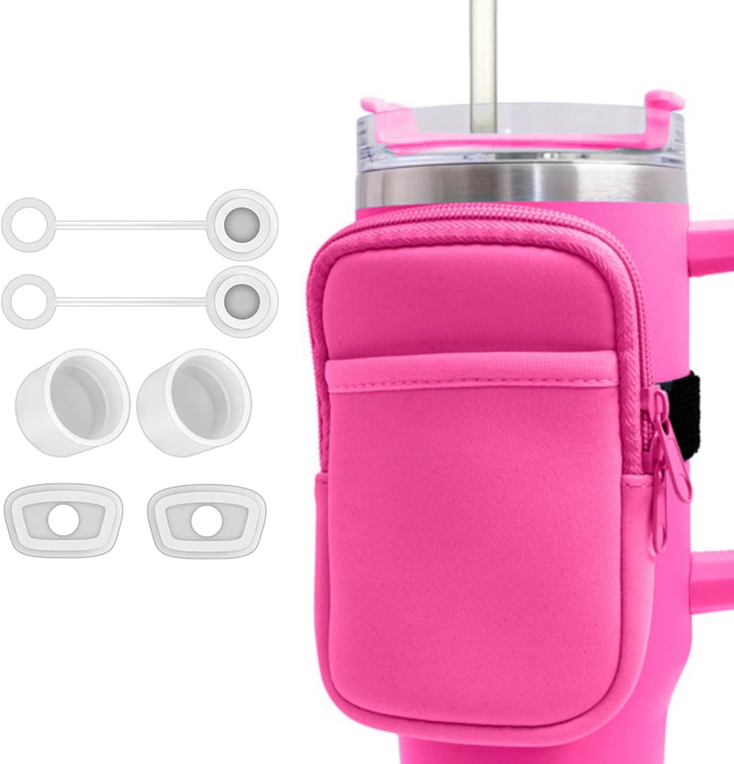 Bolsa para botella de agua+3 tapones para derrames Stanley Quencher Adventure 40oz (rojo)