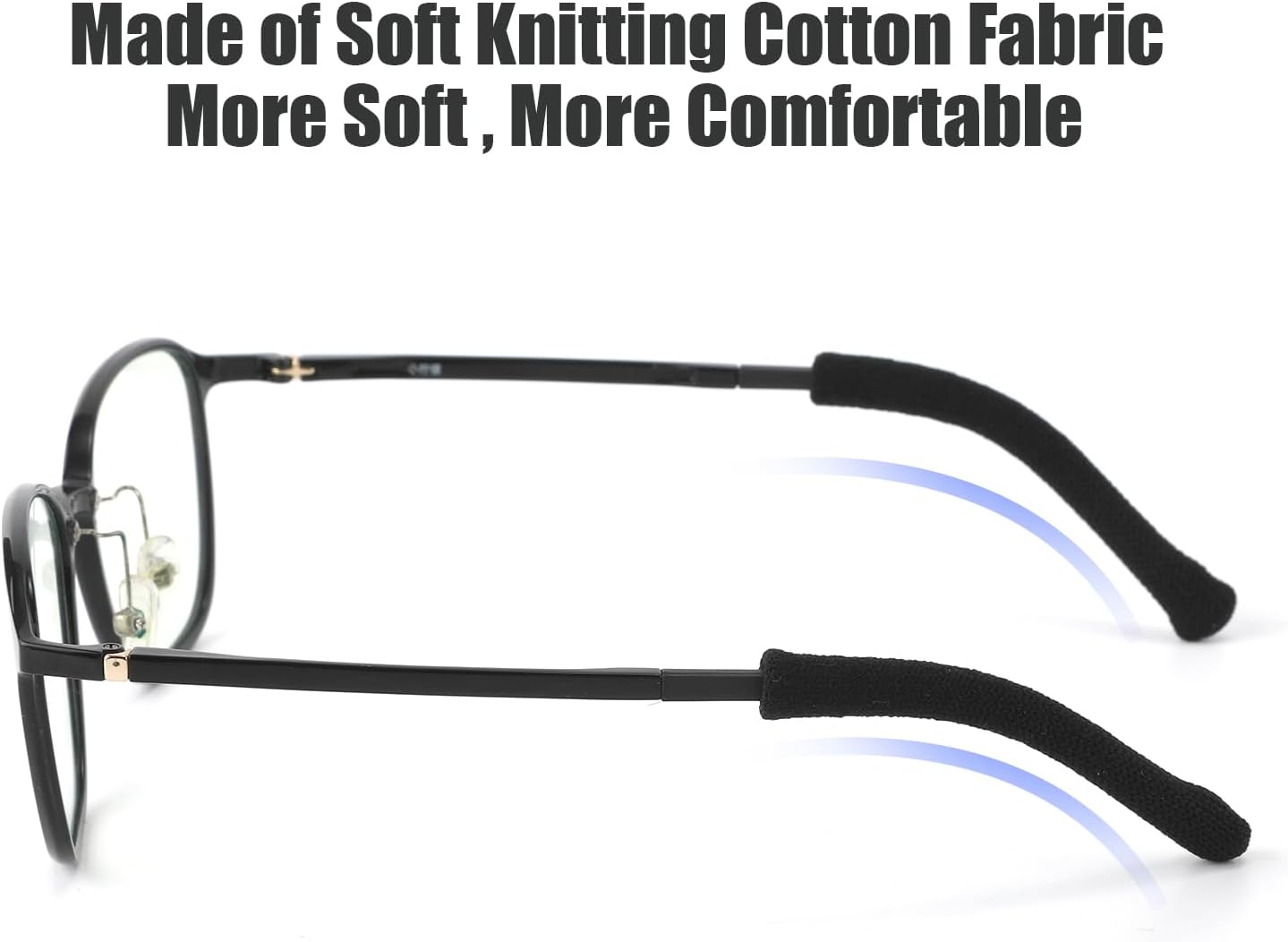 4 almohadillas para las orejas, almohadillas de algodón de punto suave antideslizantes para las patillas, almohadillas para lentes detrás de la
