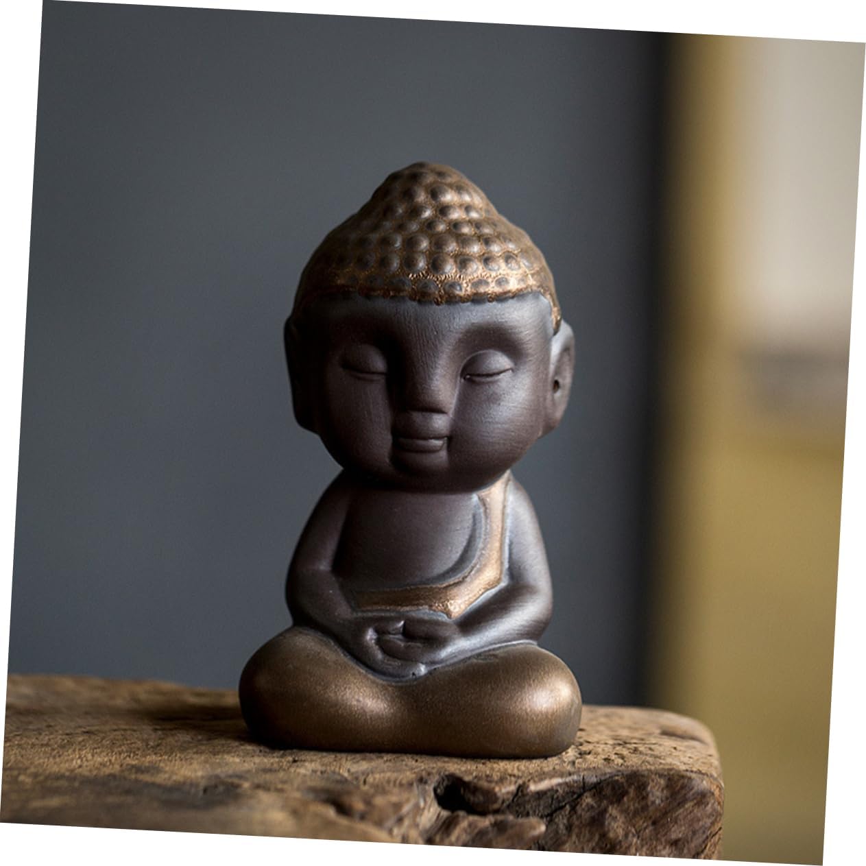 Garneck 2pcs Tea pet Tea Play Ornament Ceramic Buddha Statue Purple Ceramic Craft Decor Buddah Decoration Buddha Head Figurine Praying Buddha