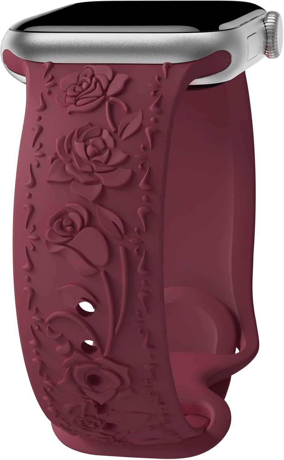Correa de silicona suave con grabado floral compatible con Apple Watch Band de 1.575 in, 1.614 in, 1.496 in, 1.654 in, 1.732 in, 1.772 in y 1.929 in