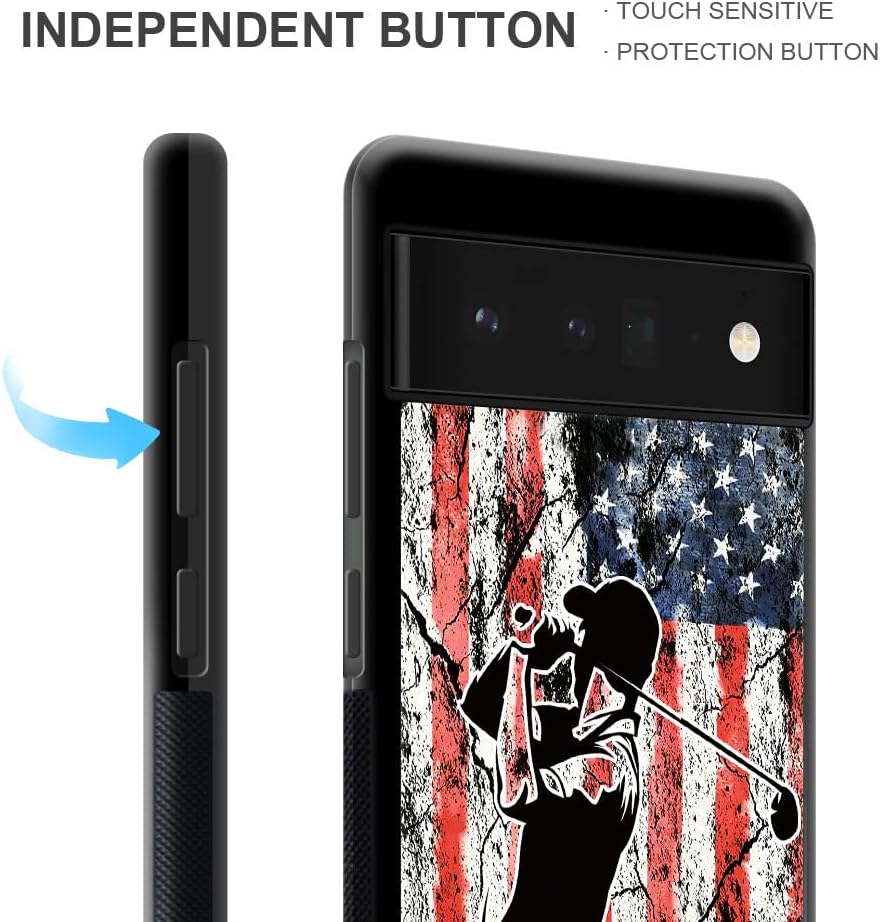 DJSOK Funda compatible con Google Pixel 6 Pro6XL, bandera de golf para hombres, niños y niñas, doble capa a prueba de golpes, resistente, funda para