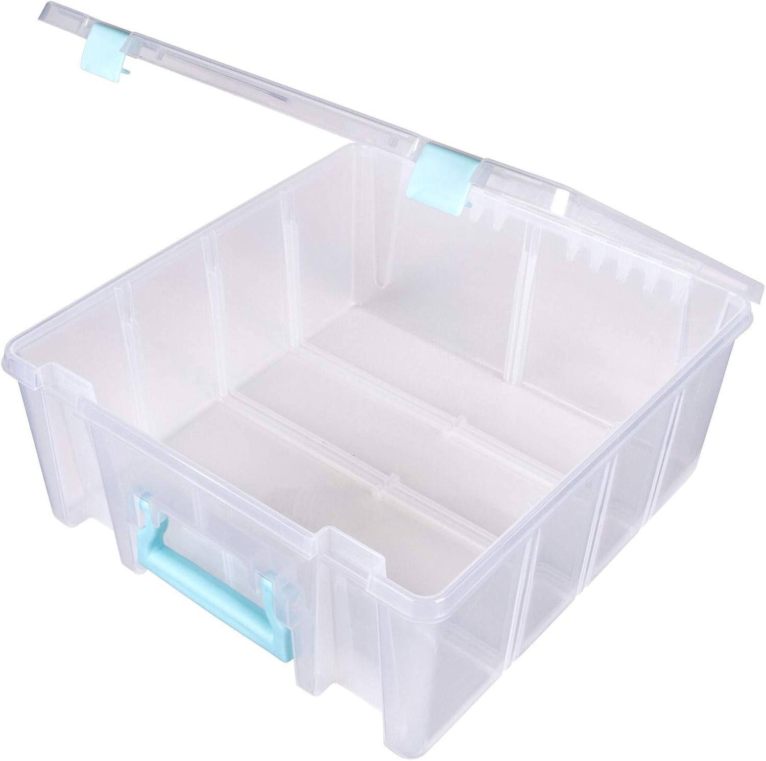 ArtBin6990SA Súper Satchel doble profundo con divisores extraíbles, gran almacenamiento de arte y artesanía portátil con asa, translúcida  niebla