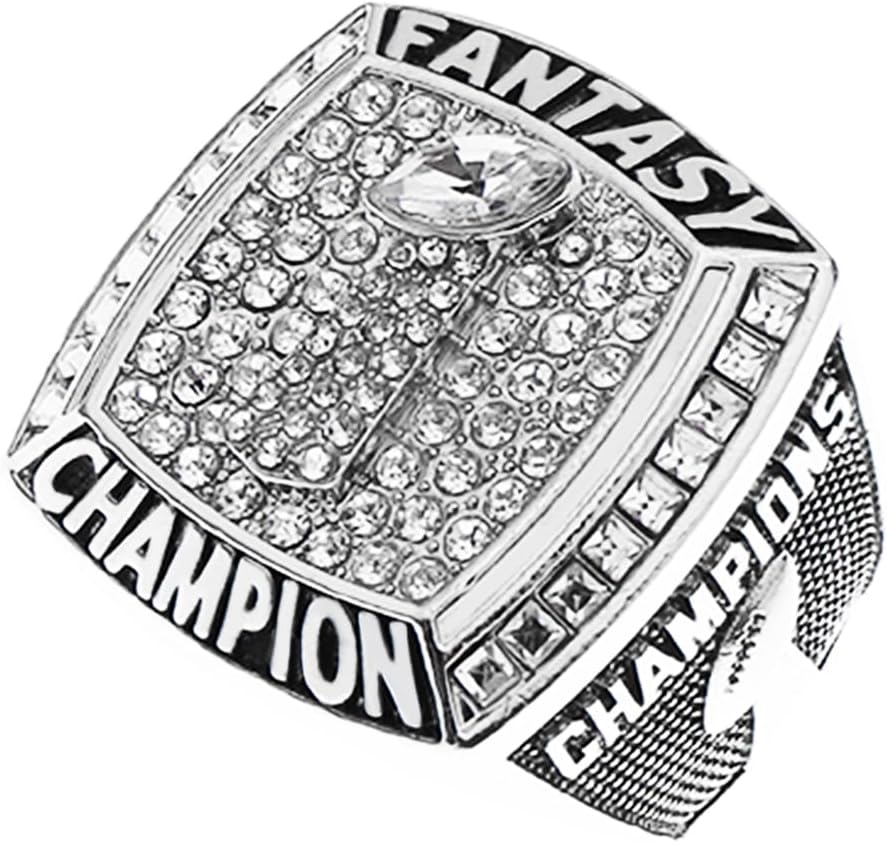 Fantasía Fútbol Anillo Trofeo Premio Premio Deporte MVP Ganador FFL League Champion Ring Con caja