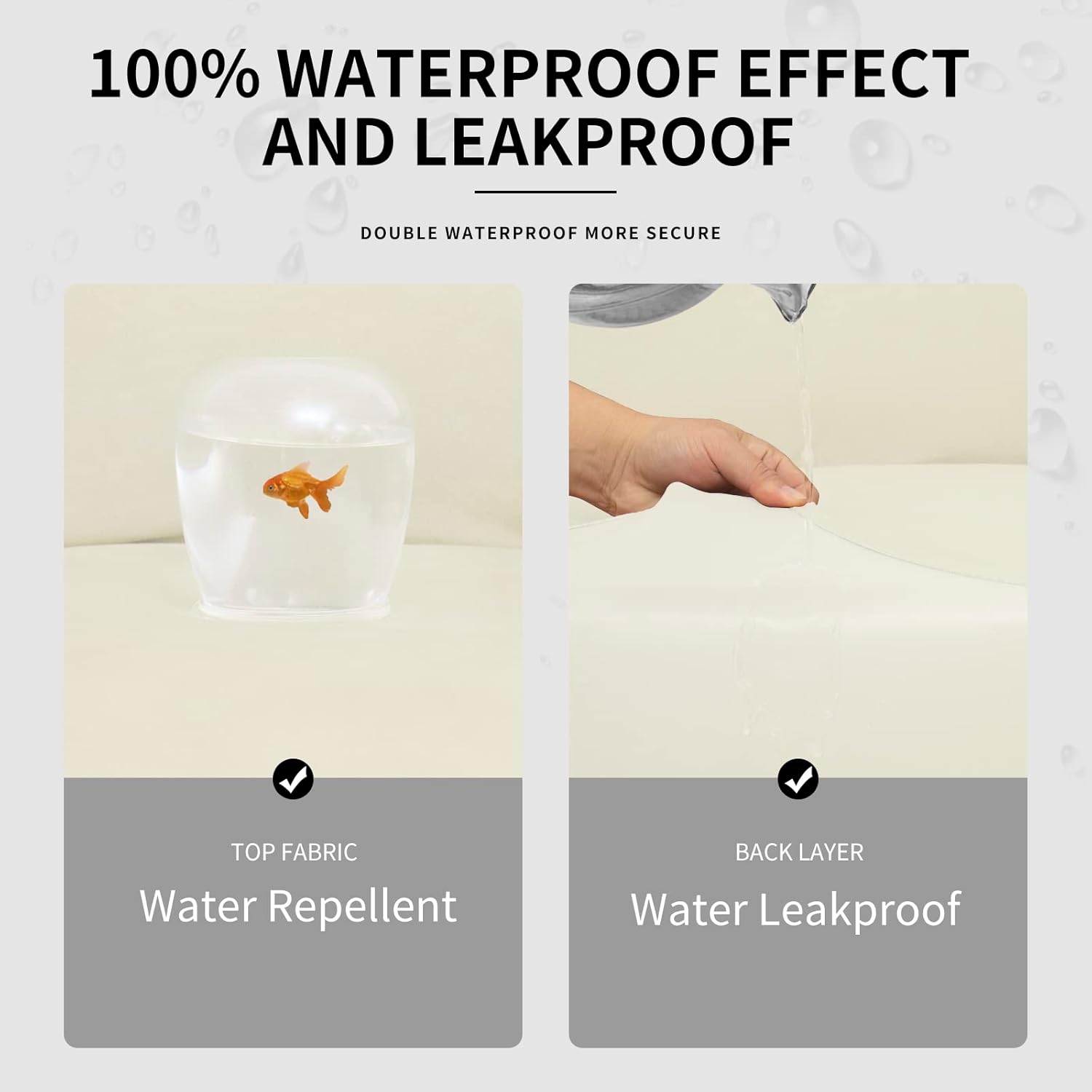 Easy-Going Funda 100% impermeable doble de gran tamaño, elástica, suave, para sofá, para sofá de 3 cojines separados, protector de muebles a prueba