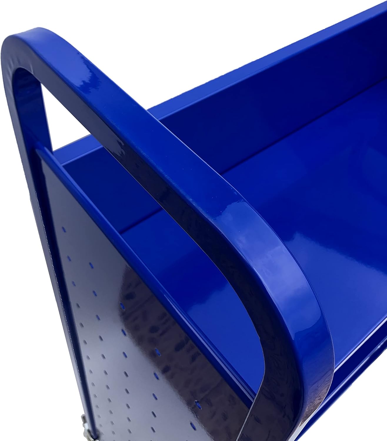 Carrito de libros con 3 estantes planos, carrito de libros de biblioteca con ruedas giratorias bloqueables 3001 azul