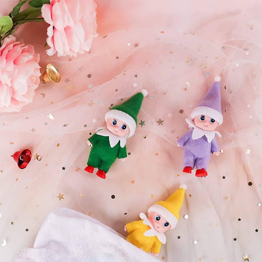 Pequeñas muñecas de bebé, gemelos, mini elfos, juego de juguetes brillantes para decoración de estantes, accesorios de regalo para niñas, niños,