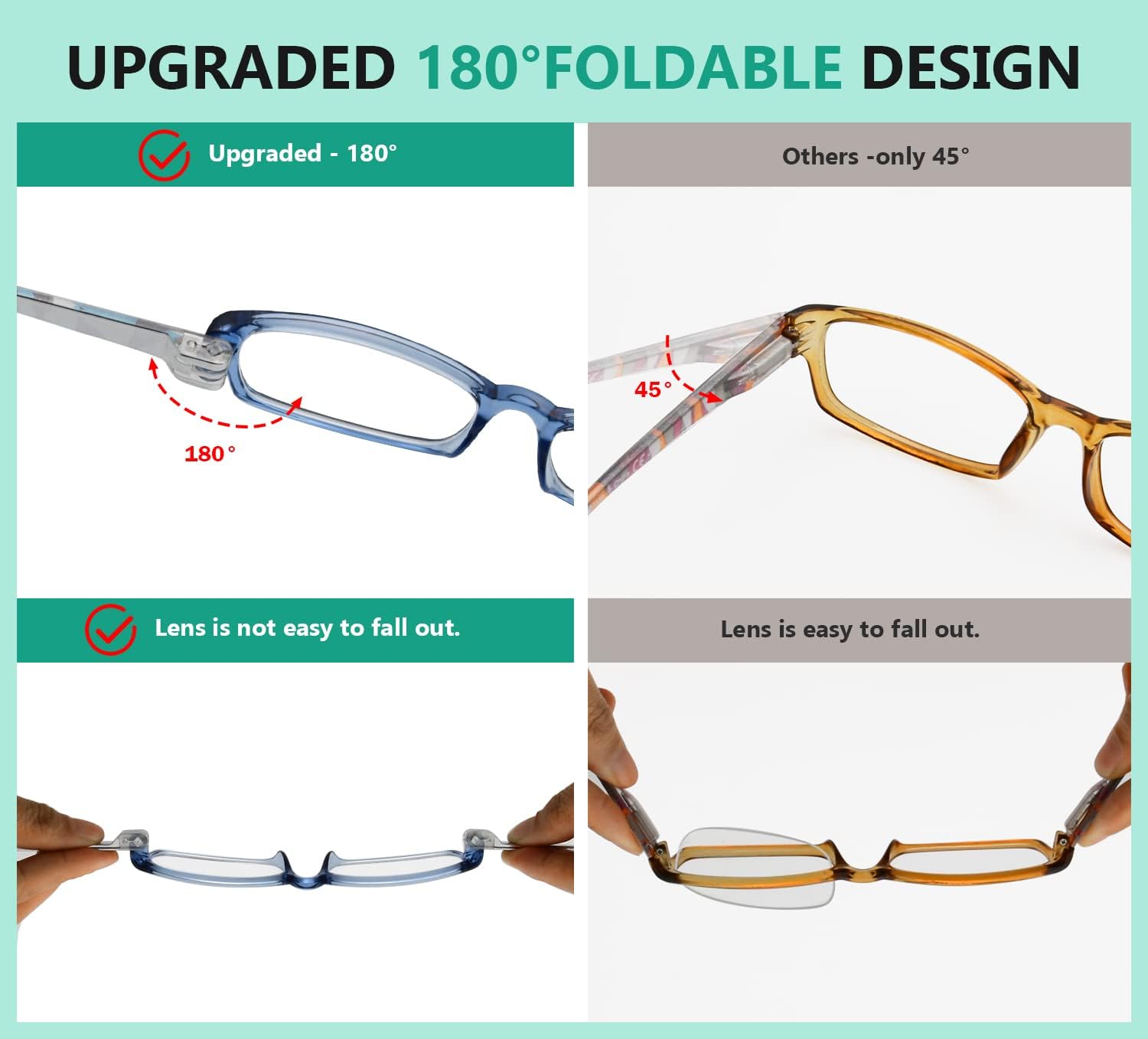 Eyekepper Paquete de 5 lentes de lectura con diseño Metalless para mujer, bisagras de resorte sin tornillos, +2.5
