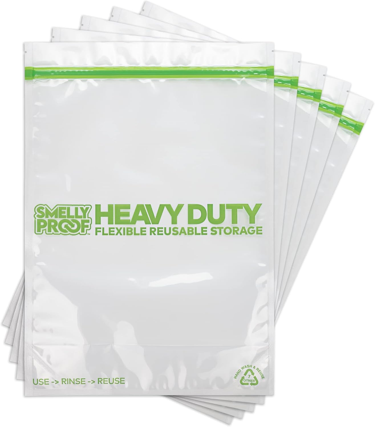 SMELLY PROOF Bolsas de almacenamiento reutilizables transparentes a prueba de olores, paquete de 10 unidades, extra grandes (12 x 16 pulgadas) y