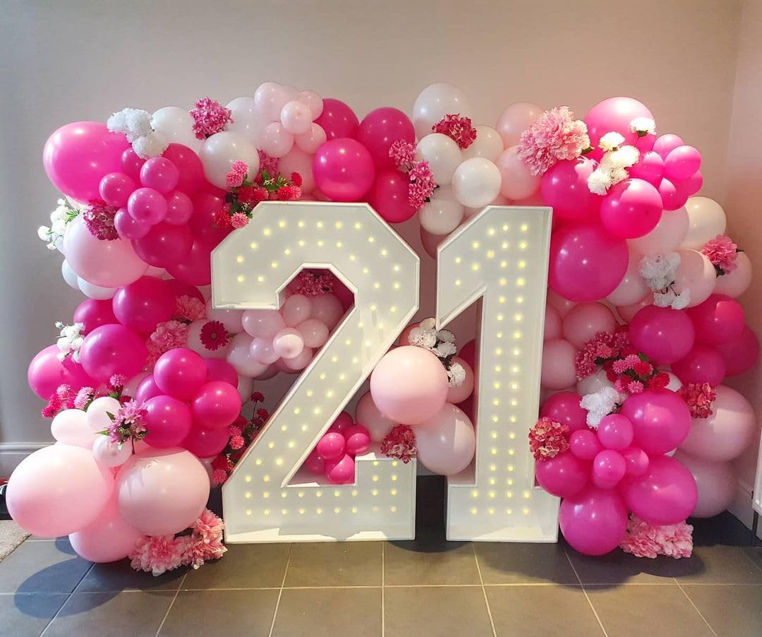 Globos de fiesta rosa y blanco, 50 globos de látex rosa de 12 pulgadas, globos de confeti rosa bebé para boda, compromiso, cumpleaños, revelación de