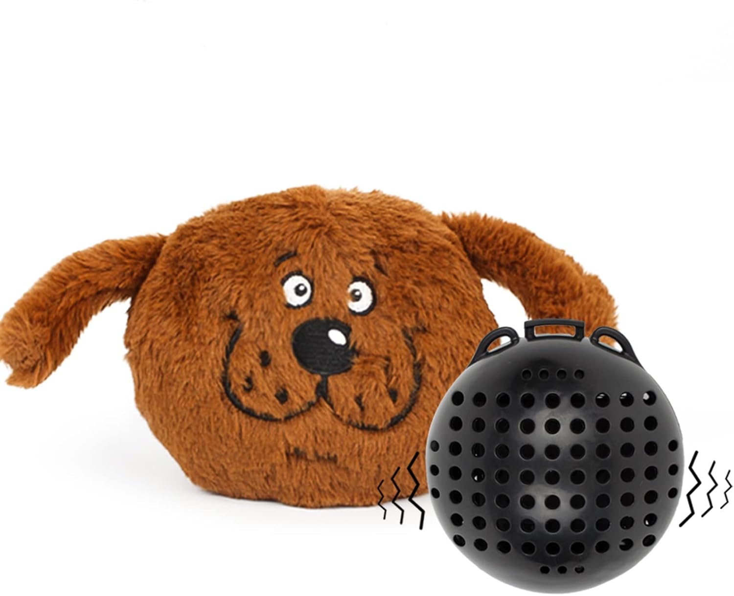 NAMSAN Giggle – Juguete de peluche interactivo para perros, juguete chirriante con bola de activación de salto para perros que juegan (monstruo