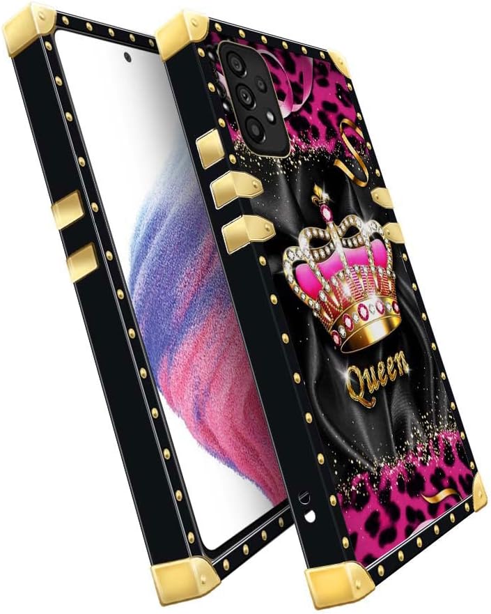 YiXinBB Funda compatible con Samsung Galaxy A53 5G, J Crown Queen con estampado de leopardo de lujo, elegante, suave, TPU a prueba de golpes,