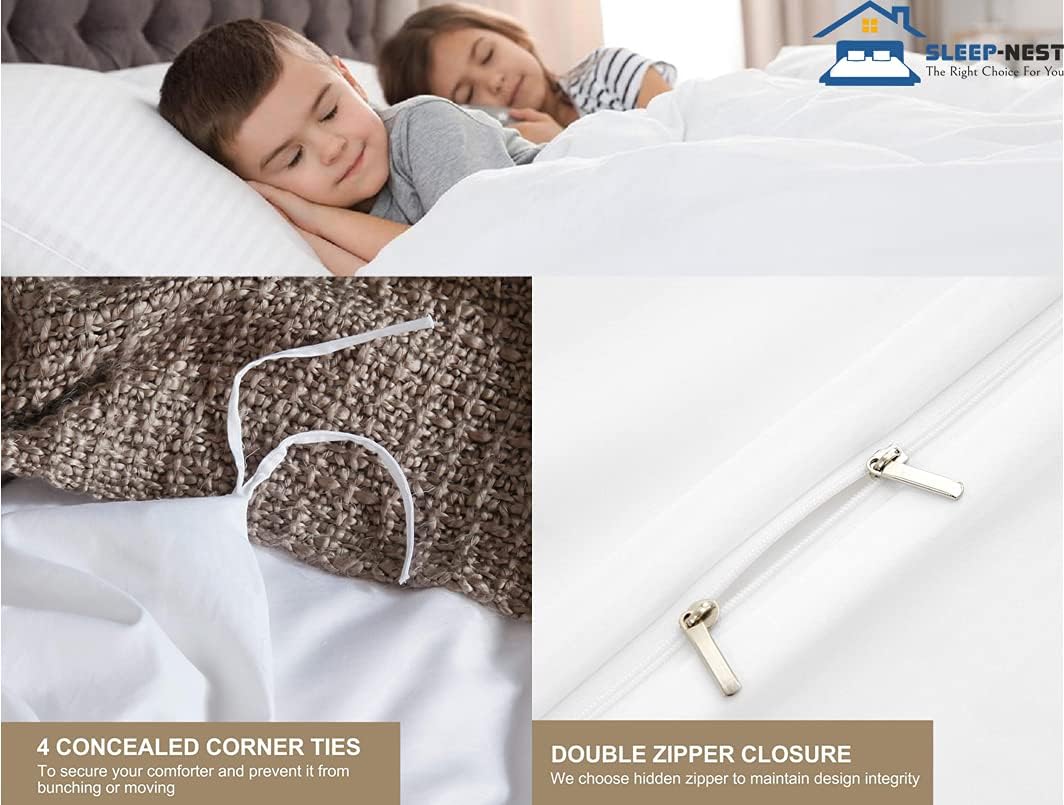 SLEEP-NEST Funda de edredón de 600 hilos tamaño King Plus de 120 x 128 pulgadas, lujosa funda de edredón de 1 pieza con cierre de cremallera oculto