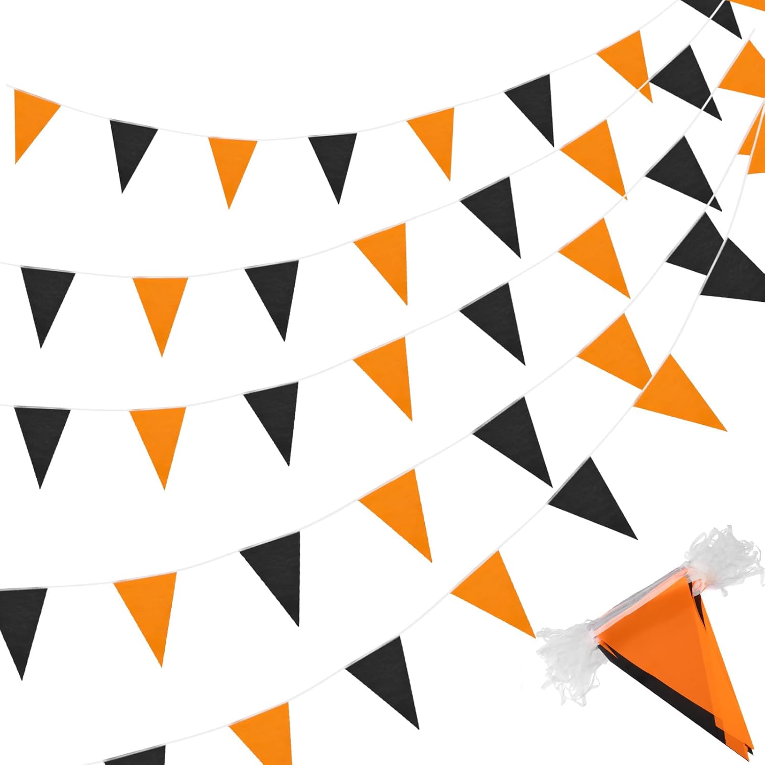 Tatuo Banderines sólidos de 200 pies, banderines de cadena triangular, banderines para colgar en banderines, decoraciones de fiesta para gran