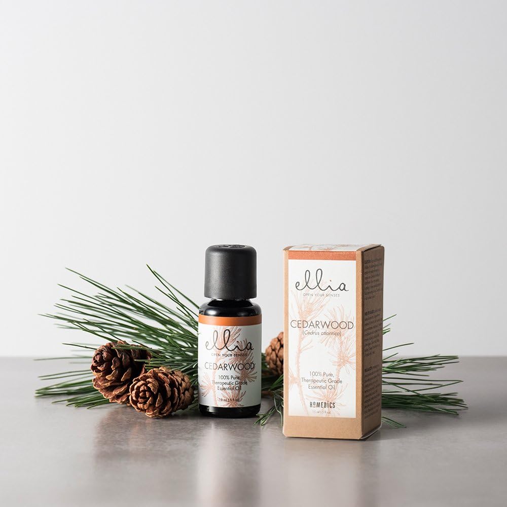 Ellia Aceite esencial de aromaterapia de madera de cedro  0.5 fl oz, 100% puro, grado terapéutico, rico y cálido aroma a mezcla de madera  Uso en un