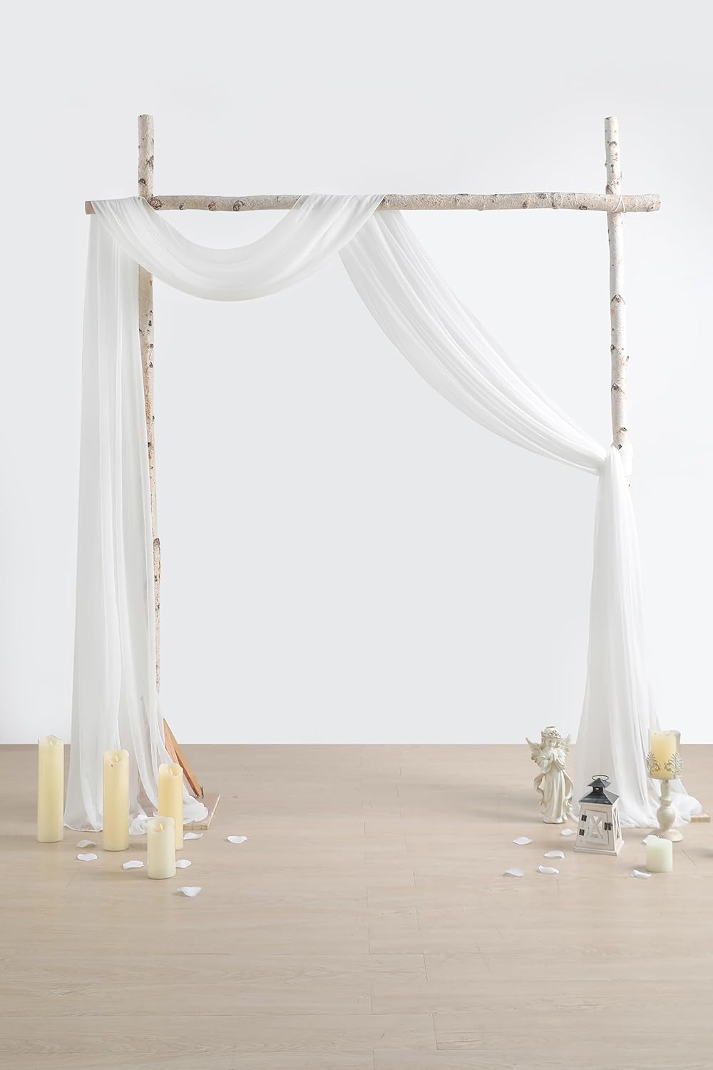 Arco de boda blanco drapeado tela 2 paneles de tela de gasa de 20 pies cortinas de cenador cortinas de boda fiesta ceremonia recepción decoración