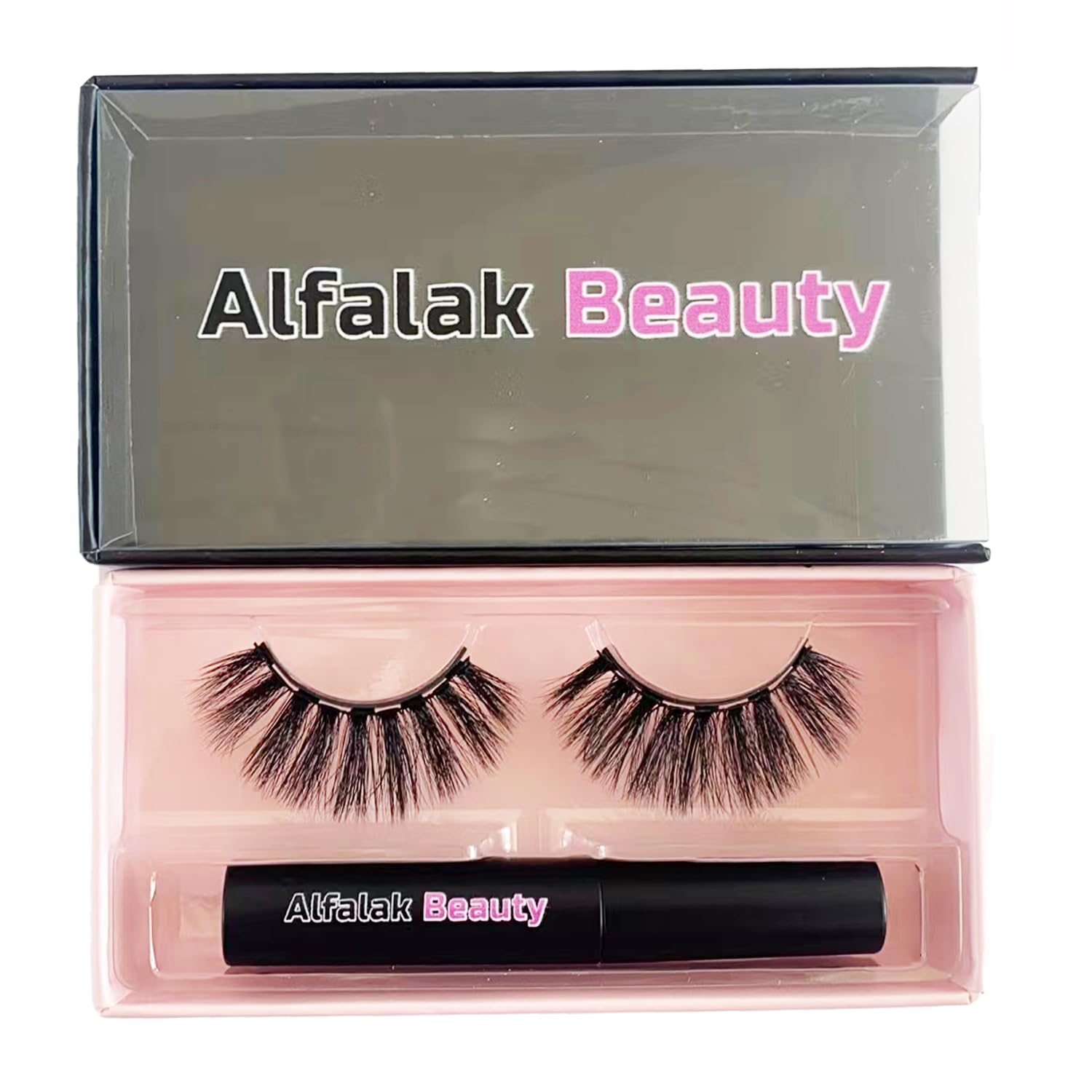 Alfalak Beauty Kit de pestañas magnéticas de visón sintético 3D, 5 pestañas de visón sintético + bolígrafo delineador magnético, reutilizable hasta