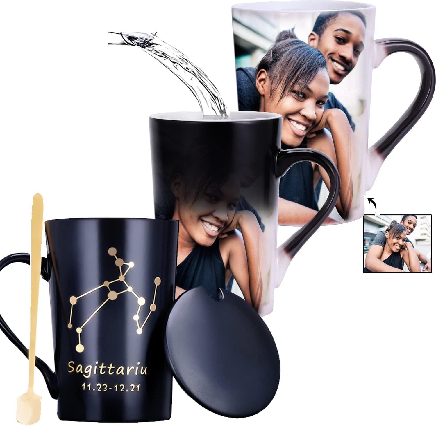 Tazas de constelación de café con foto personalizada, tazas sensibles al calor que cambian de color, tazas personalizadas, regalos personalizados