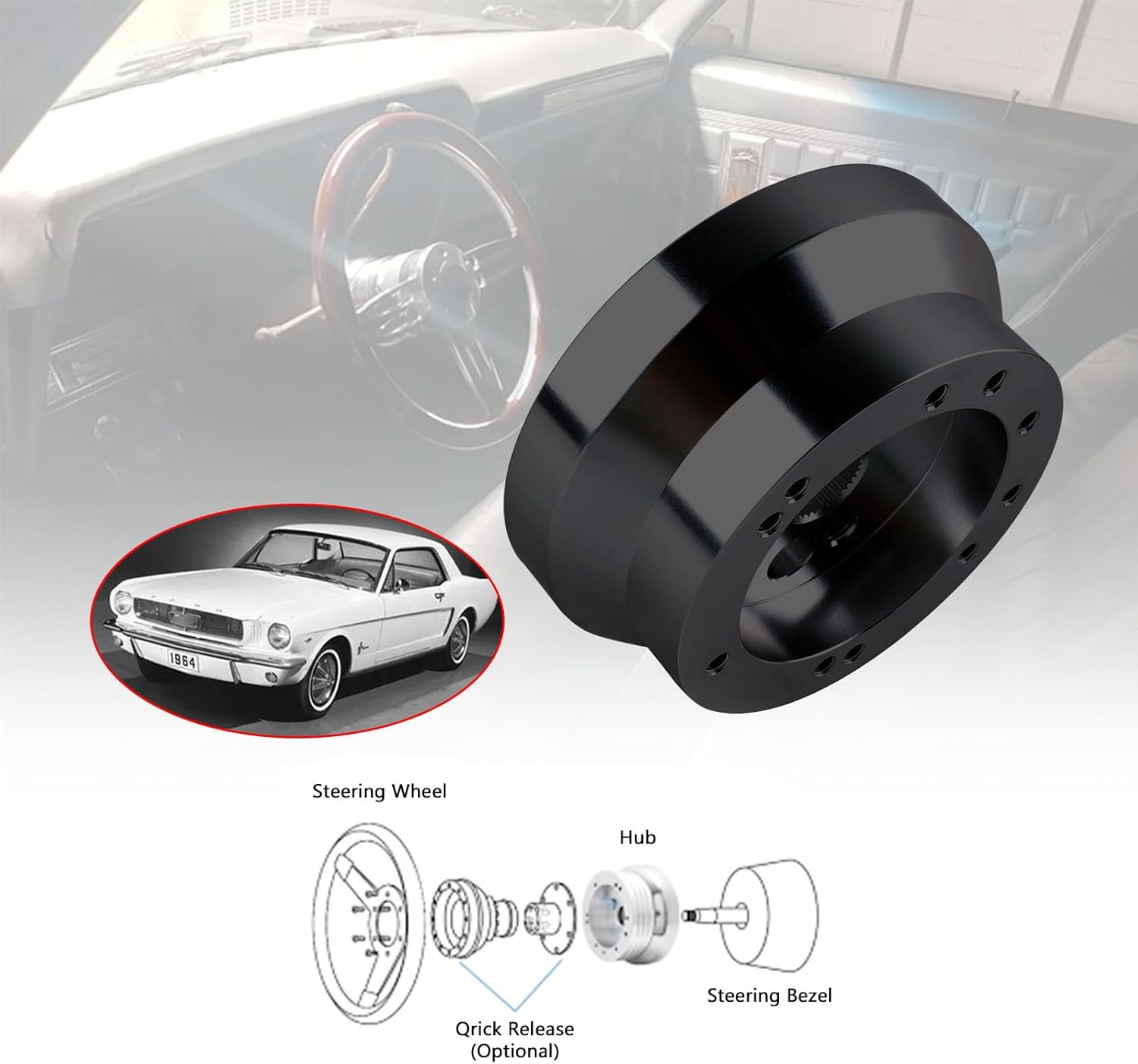 Adaptador de cubo de volante de 5 y 6 agujeros, repuesto de adaptador de cubo corto de aluminio compatible con Chevy GMC Cadillac Pontiac Truck