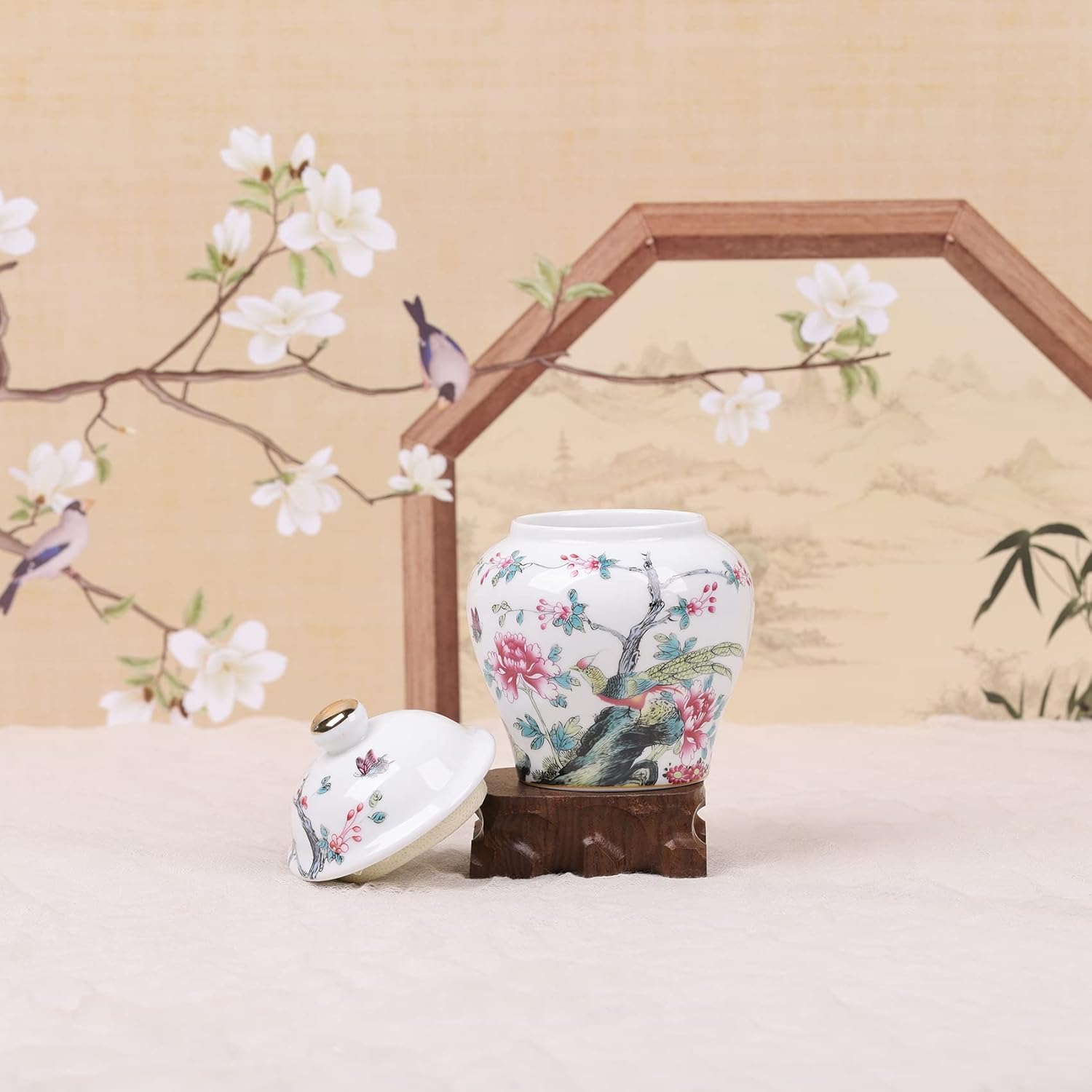 XINGYAN Chinoiserie – Mini tarros de cerámica de porcelana azul y blanca con tapa, estilo chino antiguo, estilo oriental, tarros decorativos y de