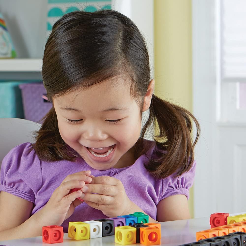 Learning Resources Brights Base Ten – Juego de aula para 20 a 25 estudiantes, 823 piezas, a partir de 6 años y cubos MathLink, juego de 100 cubos, a