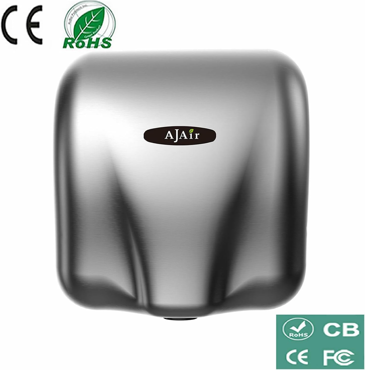 AjAir 1 Pack Heavy Duty Commercial 1800 Watts High Speed Automatic Hot Hand Dryer – Stainless Steel