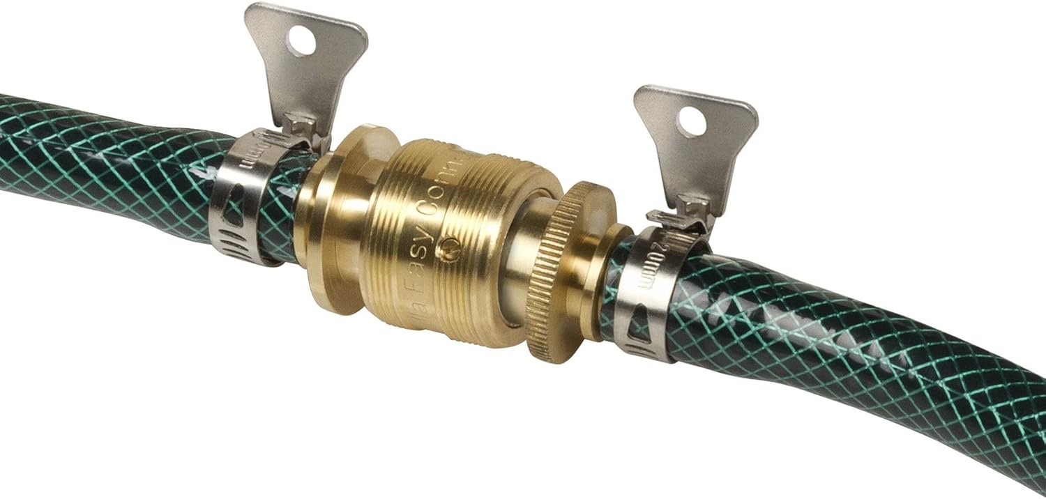 Kit de reparación de manguera de jardín con accesorios integrados de conexión rápida para reparación de empalmes en línea de manguera de agua de 58