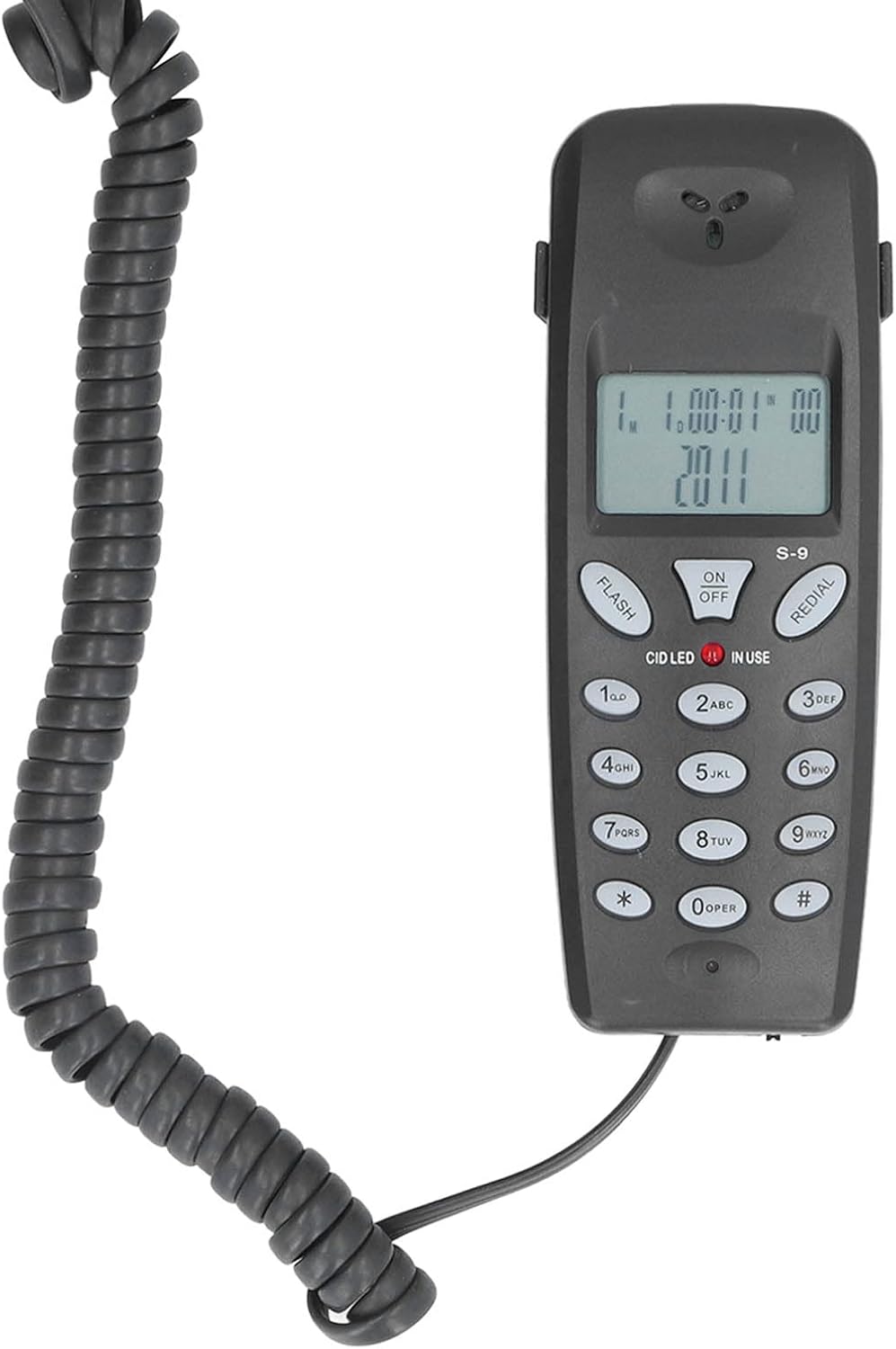 Cuifati Teléfono con cable, pantalla LCD de 16 bits con cable Teléfono con cable con función de pausa de redireccionamiento con FSK, ID de llamadas