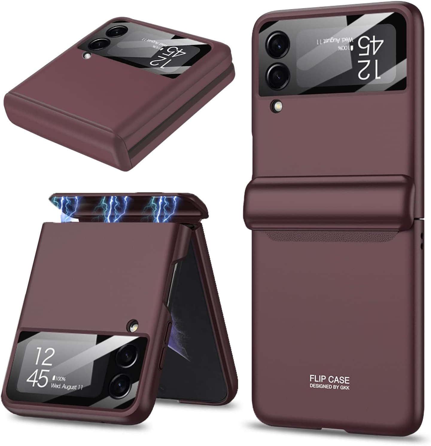 Miimall Funda compatible con Samsung Galaxy Z Flip 4, Z Flip 4 con protección magnética de bisagra + funda magnética ultrafina de policarbonato duro