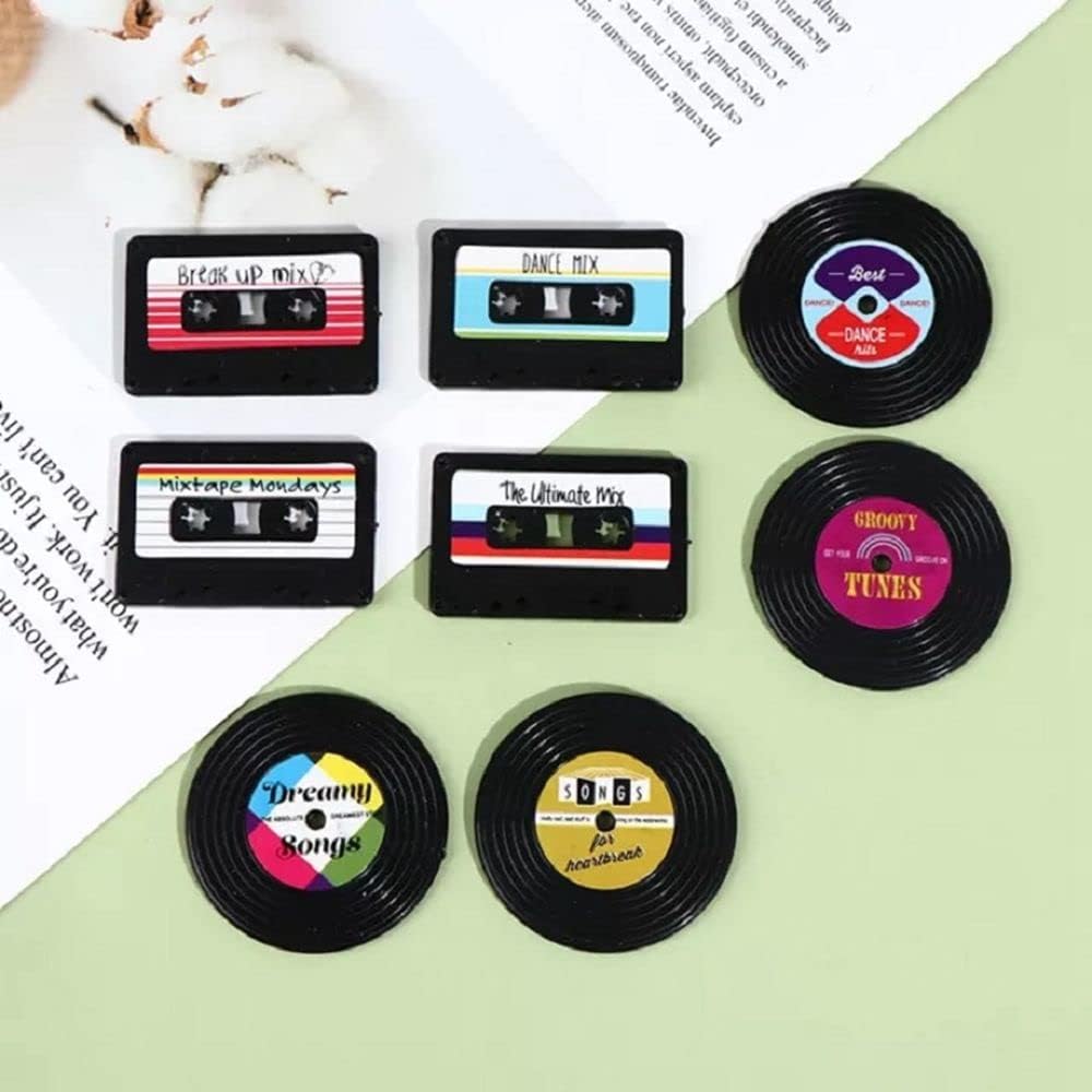 Juego de 4 imanes decorativos para nevera, disco de casete retro, disco de nevera, regalos de recuerdo, decoración de calcomanías magnéticas para