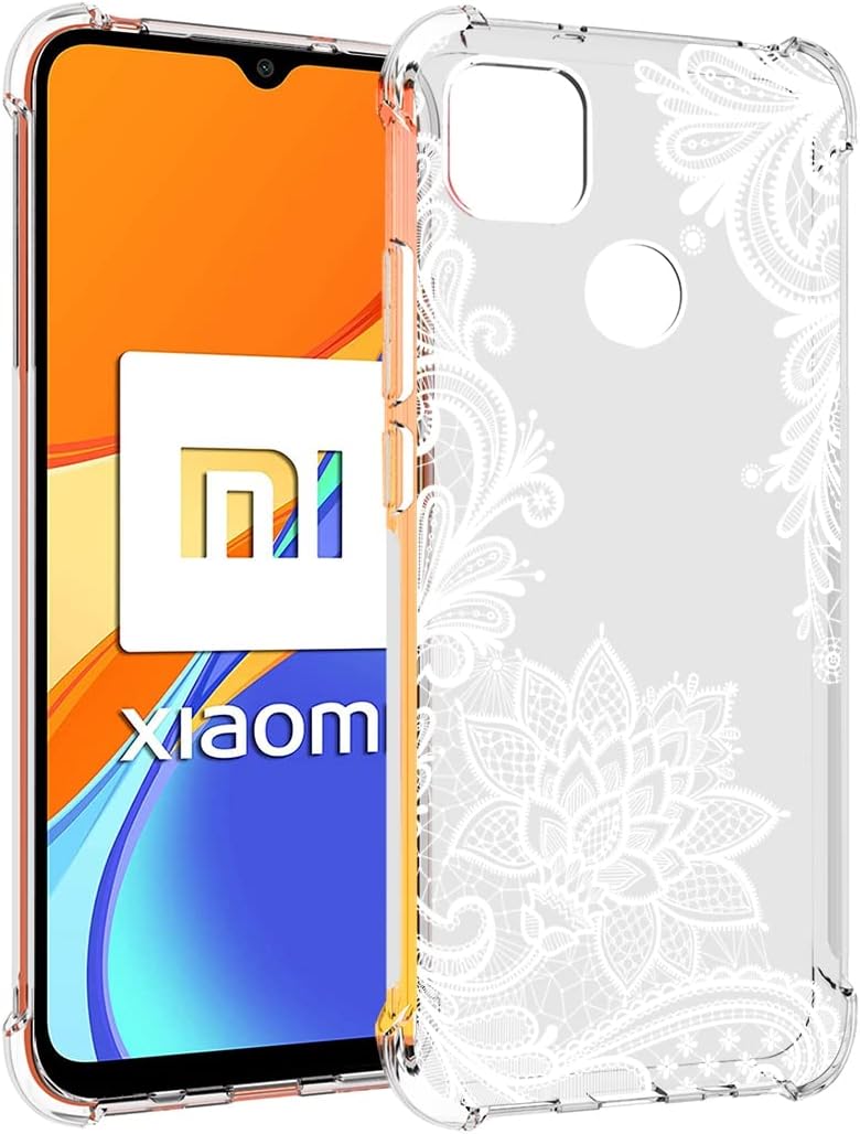 sidande Funda para Xiaomi Redmi 9CRedmi 10ARedmi 9 Activ Funda para Niñas Mujeres, Transparente Floral Suave Flexible TPU Slim Funda Protectora para