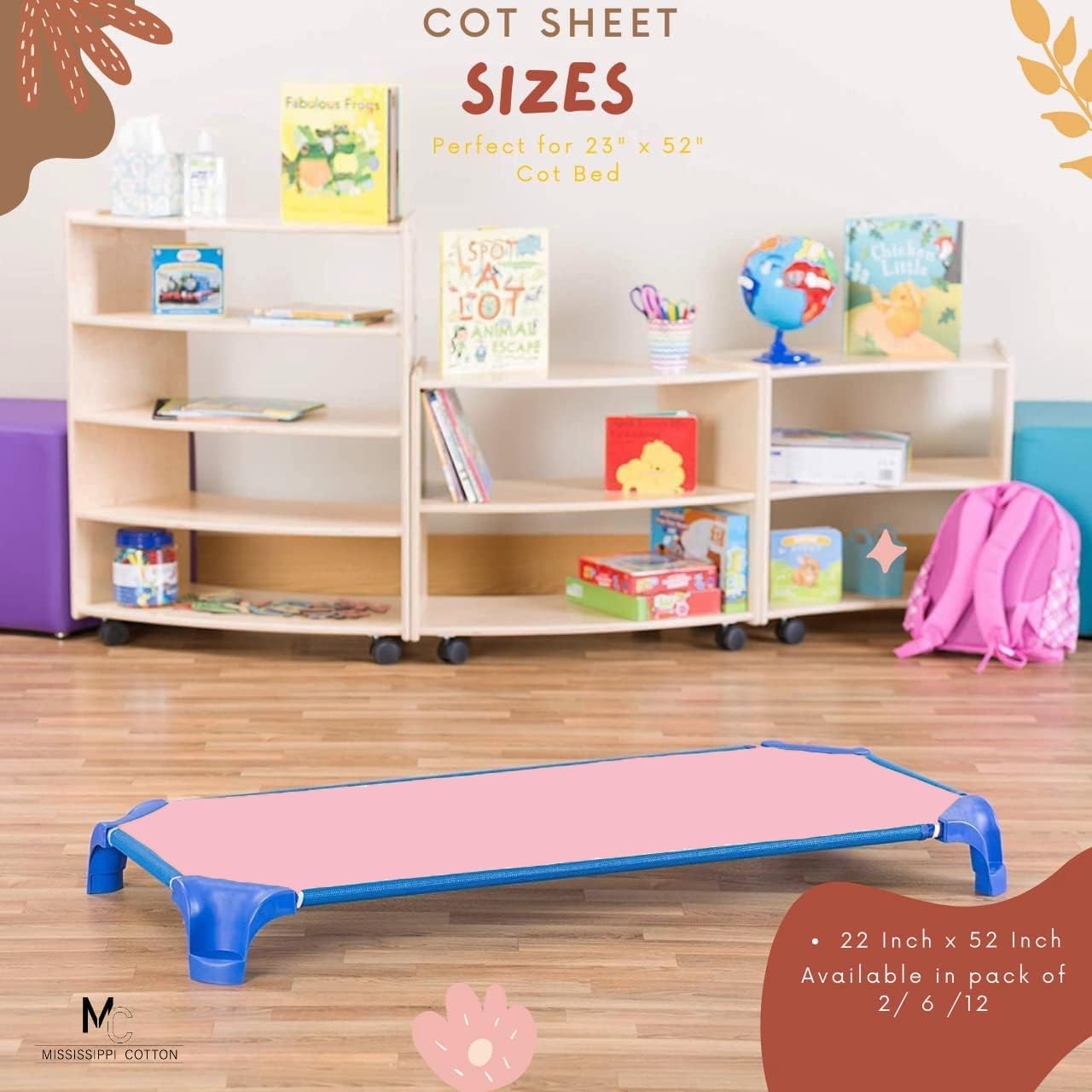 Paquete de 6 sábanas para cuna preescolar para guardería, tela de mezcla de poliéster con esquinas elásticas para cunas que se adaptan a 22 x 40
