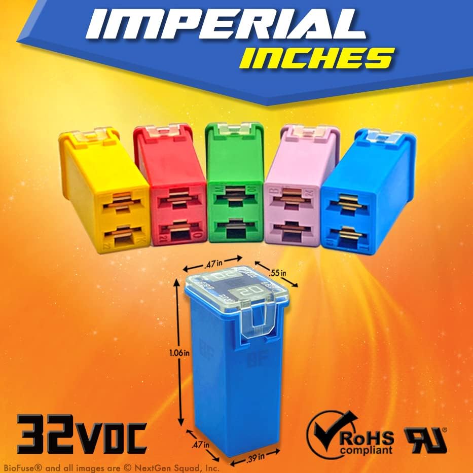 Juego de fusibles de cartucho de 12 piezas JCASE 50A. Se adapta a la mayoría Nissan, Toyota, Chrysler, Dodge, Chevy, GM y Ford