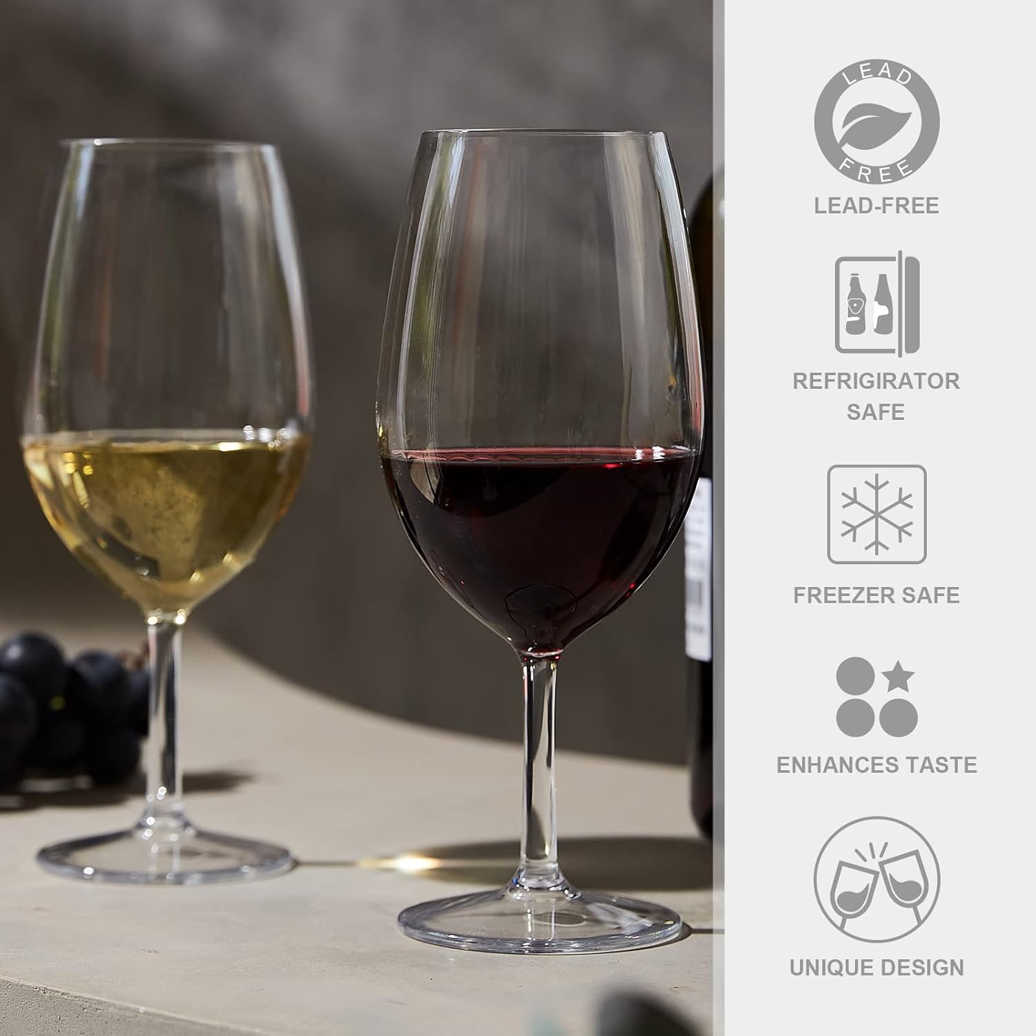 MICHLEY Juego de 2 copas de vino gigantes irrompibles (21.5 onzas), sin BPA, de plástico Tritan de gran tamaño, aptas para lavavajillas