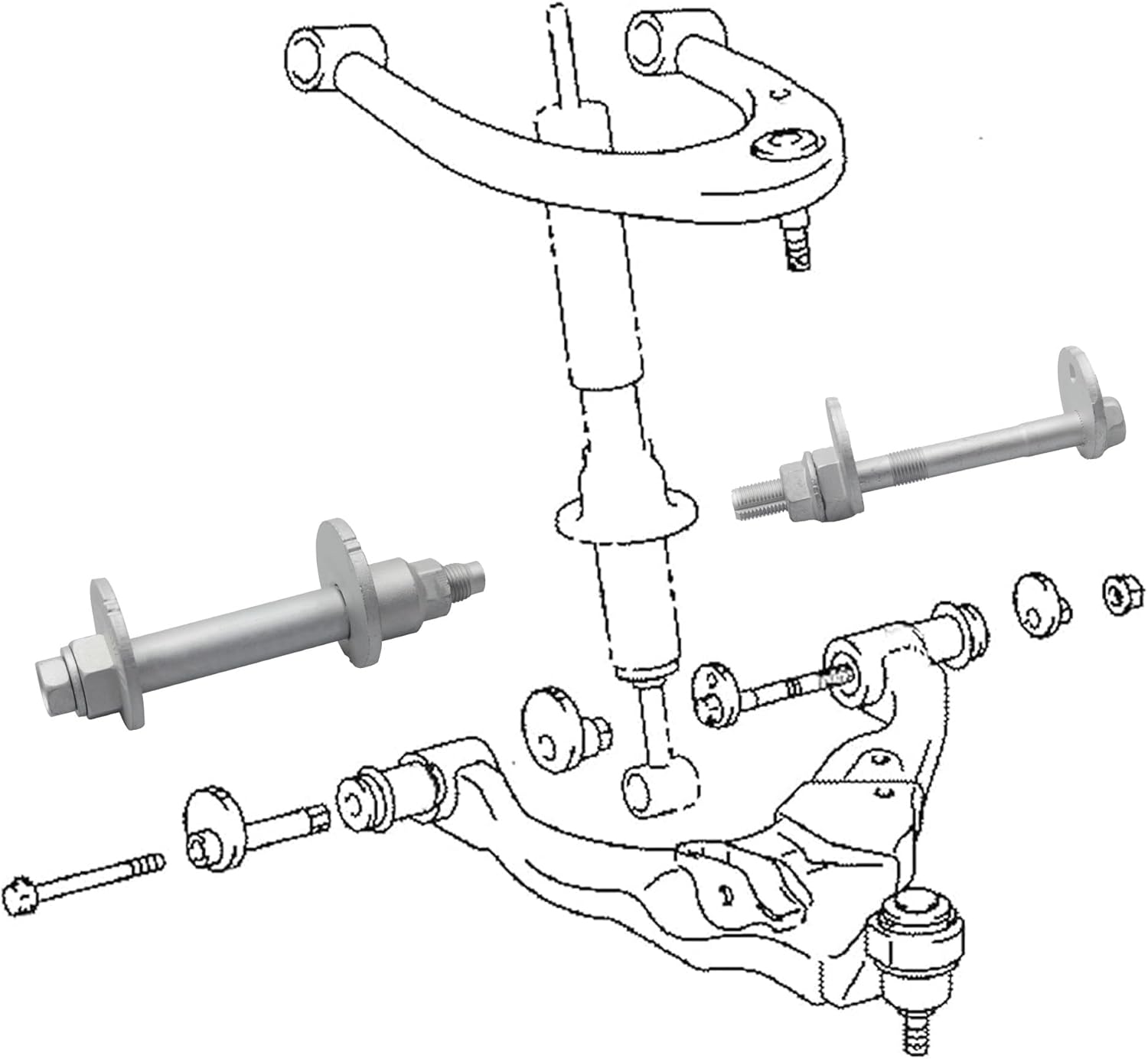 Pernos de ajuste de punta inclinada de suspensión delantera, pernos de alineación de la placa de leva de control inferior para Toyota 03-09 4Runner,