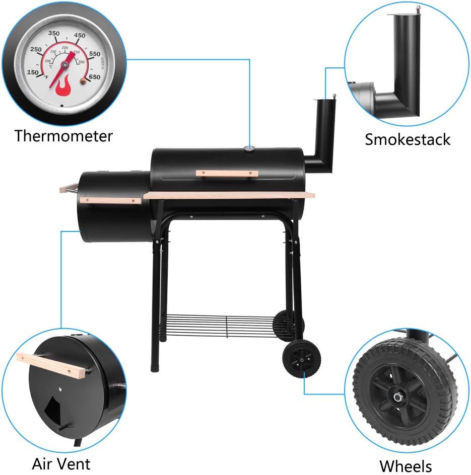 susici Parrillas de carbón para exteriores de 44 pulgadas, parrilla portátil para barbacoa con ruedas para patio, patio, campamento, picnic, barbacoa