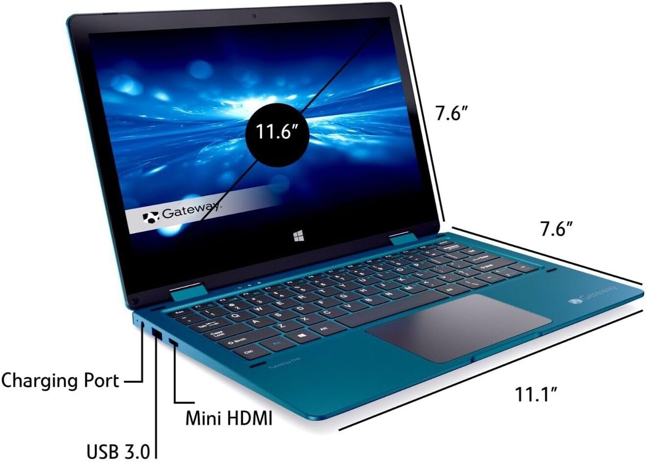 Gateway 2 en 1 Ultra Thin Student Laptop con pantalla táctil HD de 11.6 pulgadas, Intel Celeron N4020, 4 GB de RAM 192 GB de almacenamiento (64 GB