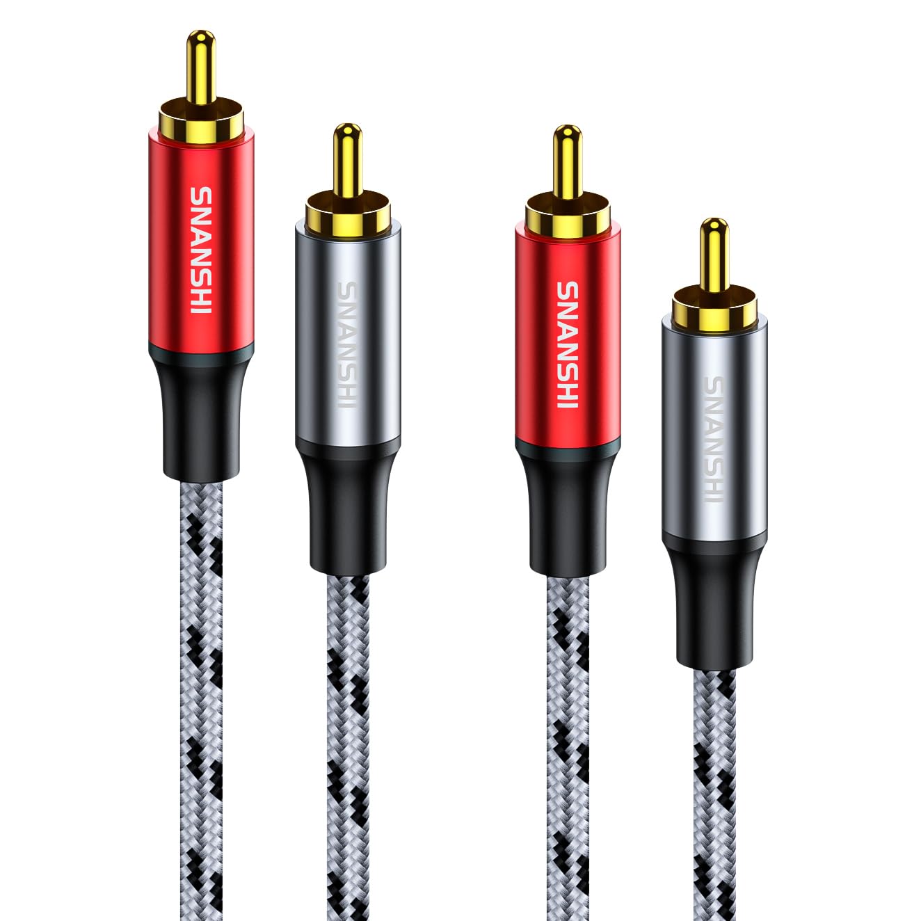 SNANSHI Cables 2RCA de 10 pies macho 2RCA macho a 2RCA macho, cable de audio estéreo de nailon trenzado, doble blindaje 2RCA a 2RCA cable de audio