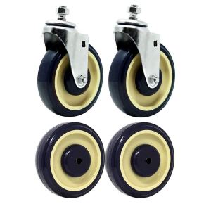 SYRATION – Juego de 4 ruedas de poliuretano escalonadas y llenas de rodadura para carrito de compras de 5 pulgadas, capacidad total de 1400 libras, SYRATION – Juego de 4 ruedas de poliuretano escalonadas y llenas de rodadura para carrito de compras de 5 pulgadas, capacidad total de 1400 libras,