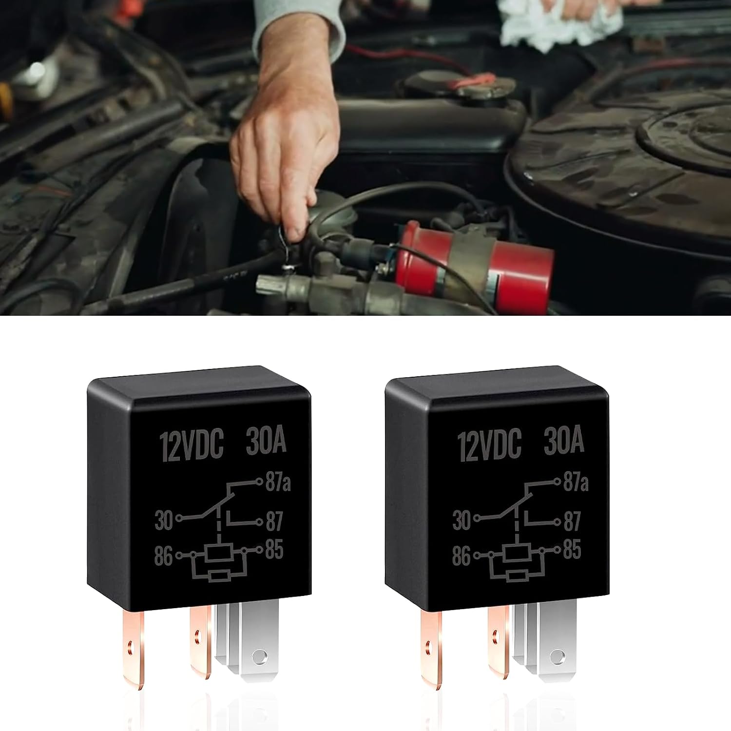 2 relés múltiples de 5 pines 30A para automóvil, relé de nailon resistente al agua, accesorios de repuesto universales desmontables para relé de