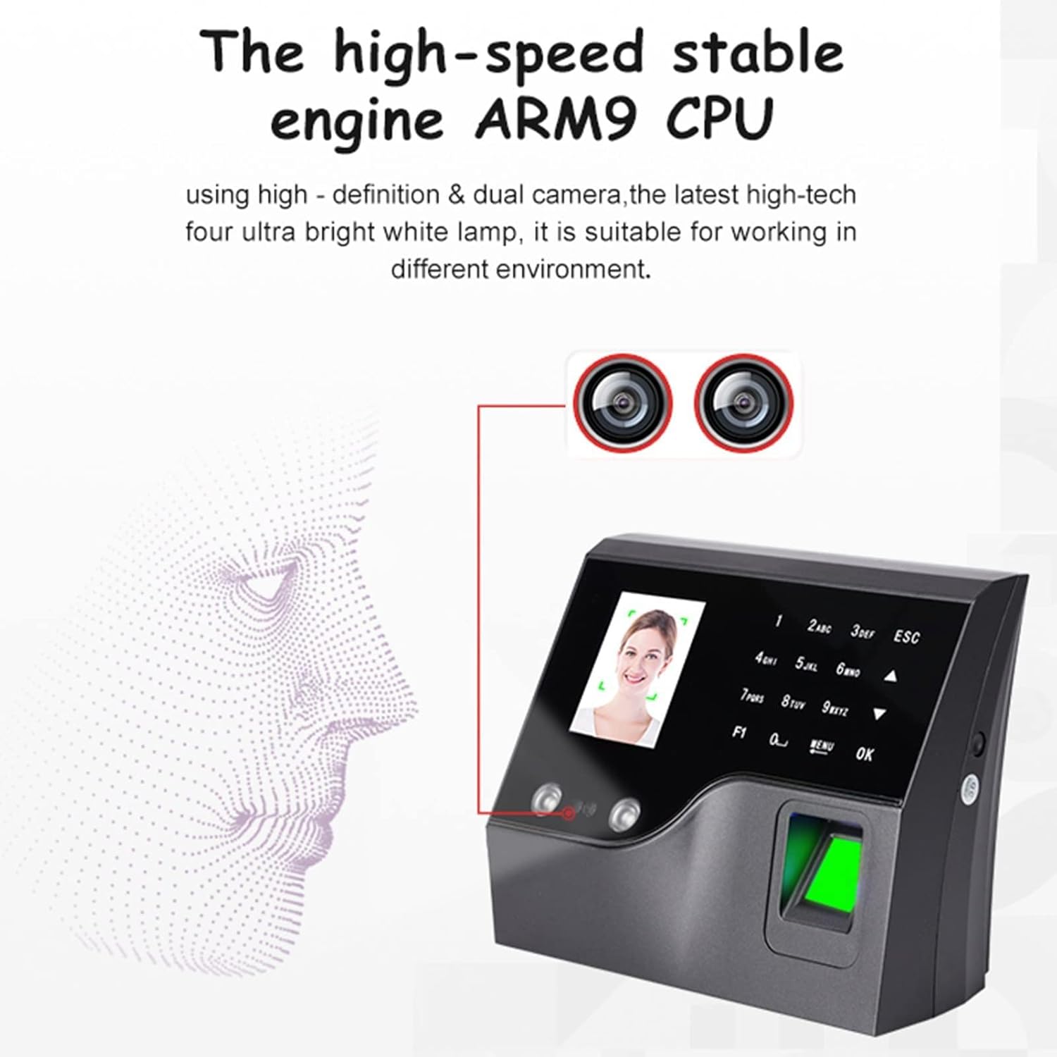 Reloj de hora, relojes biométricos de tiempo de huellas dactilares para empleados de pequeñas empresas, máquina de tarjeta de tiempo con pantalla
