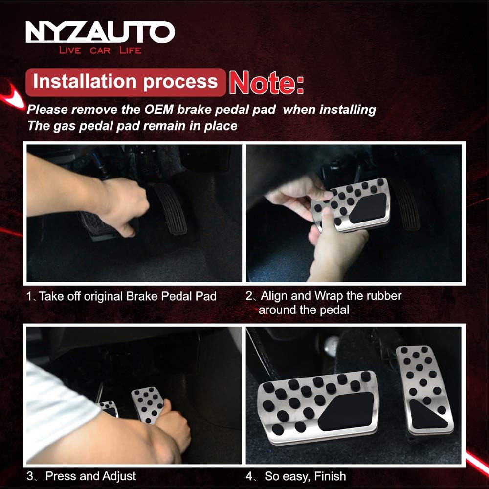 Almohadillas antideslizantes para pedal compatibles con Grand Cherokee y Durango 2011-2020, cubiertas de pedal de freno y acelerador de aluminio sin