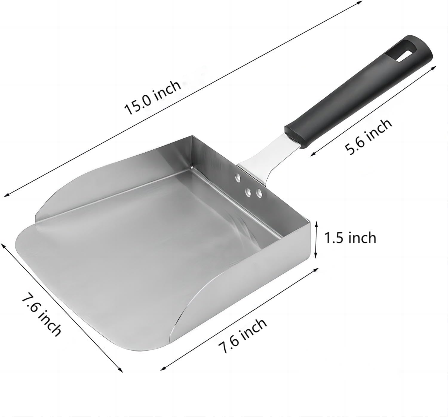 Cuchara grande para cocinar tipo Hibachi. Pala de comida de acero inoxidable para huevos revueltos y arroz frito. Mover de alimentos para parrilla