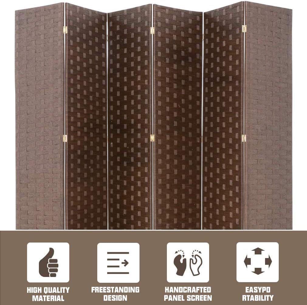Divisores de habitación y pantallas plegables de privacidad de 6 paneles de 6 pies plegables portátiles separadores de habitación, diseño de malla