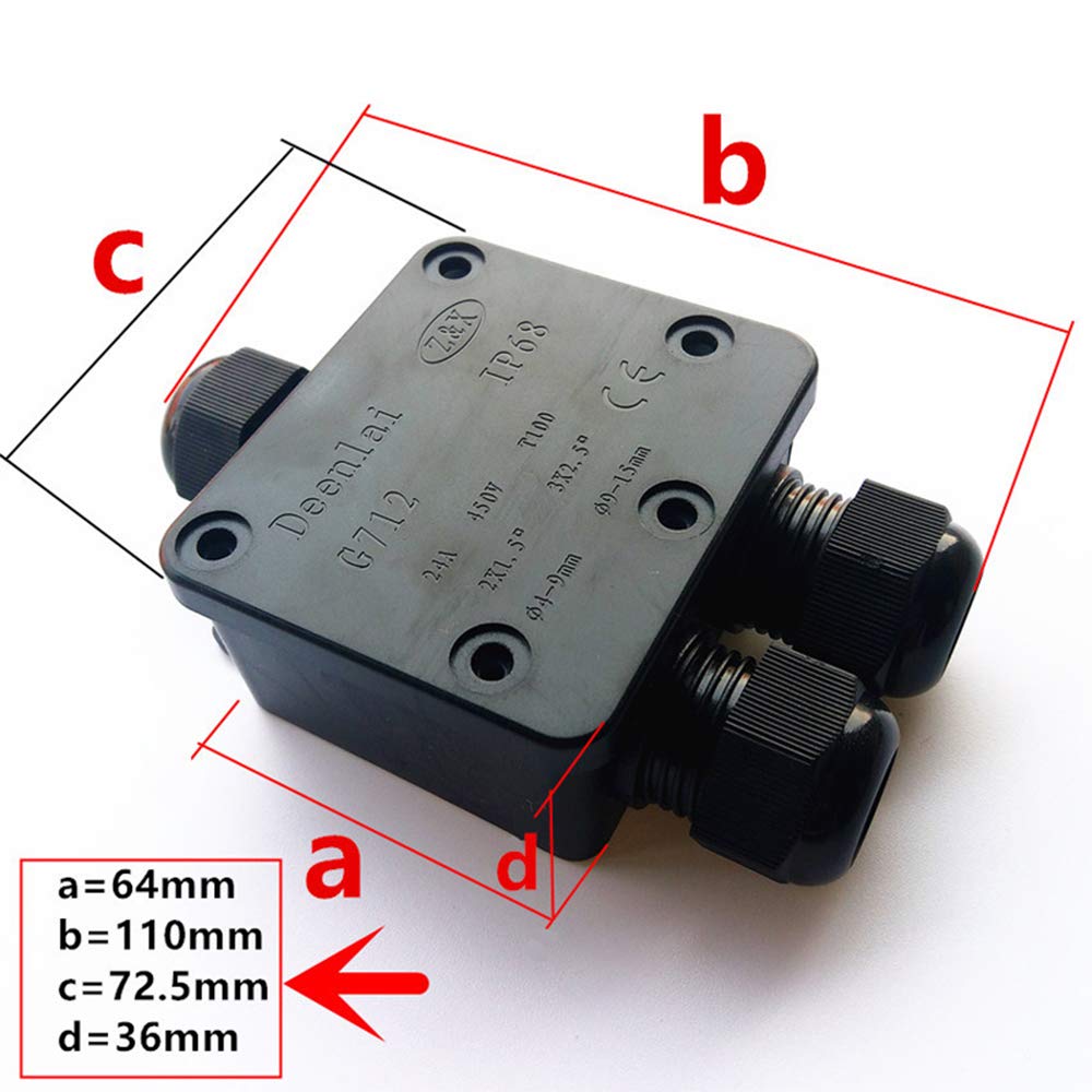 Conector de cable eléctrico impermeable IP68 de 3 vías para exteriores, caja de cables de alimentación externa adecuada para carteleras al aire